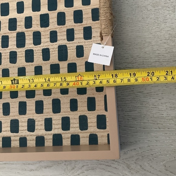 Wooden tray large oversized printed teal with handles new home decor traditional - Picture 5 of 12